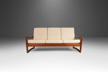 Load image into Gallery viewer, Scandinavian Style Solid Teak Three-Seat Sofa Newly Upholstered in Oatmeal Fabric, c. 1980s-ABT Modern
