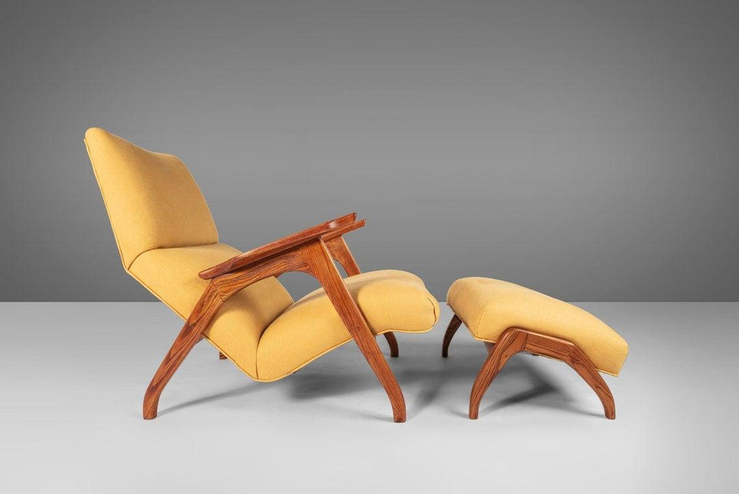Sculptural Lounge Chair and Ottoman After Adrian Pearsall and His Iconic Grasshopper Chair, USA-ABT Modern