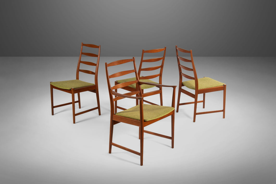 Set of 4 Mid Century Danish Modern Contoured Ladder Back Dining Chairs in Teak by Torbjorn Afdal for Vamo-ABT Modern