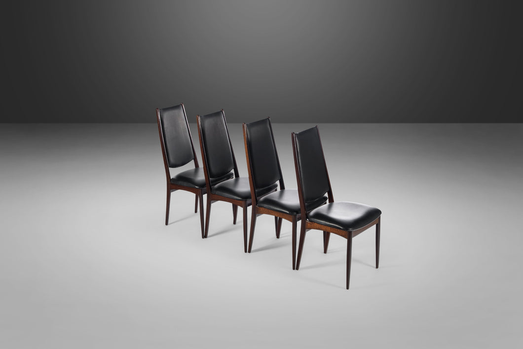 Set of Four (4) Afromosia Danish Modern High Back Dining Chairs, c. 1970s-ABT Modern