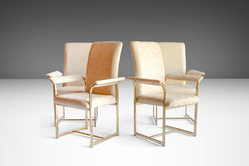 Set of Four (4) Brass Dining Chairs After Milo Baughman, c. 1970s-ABT Modern