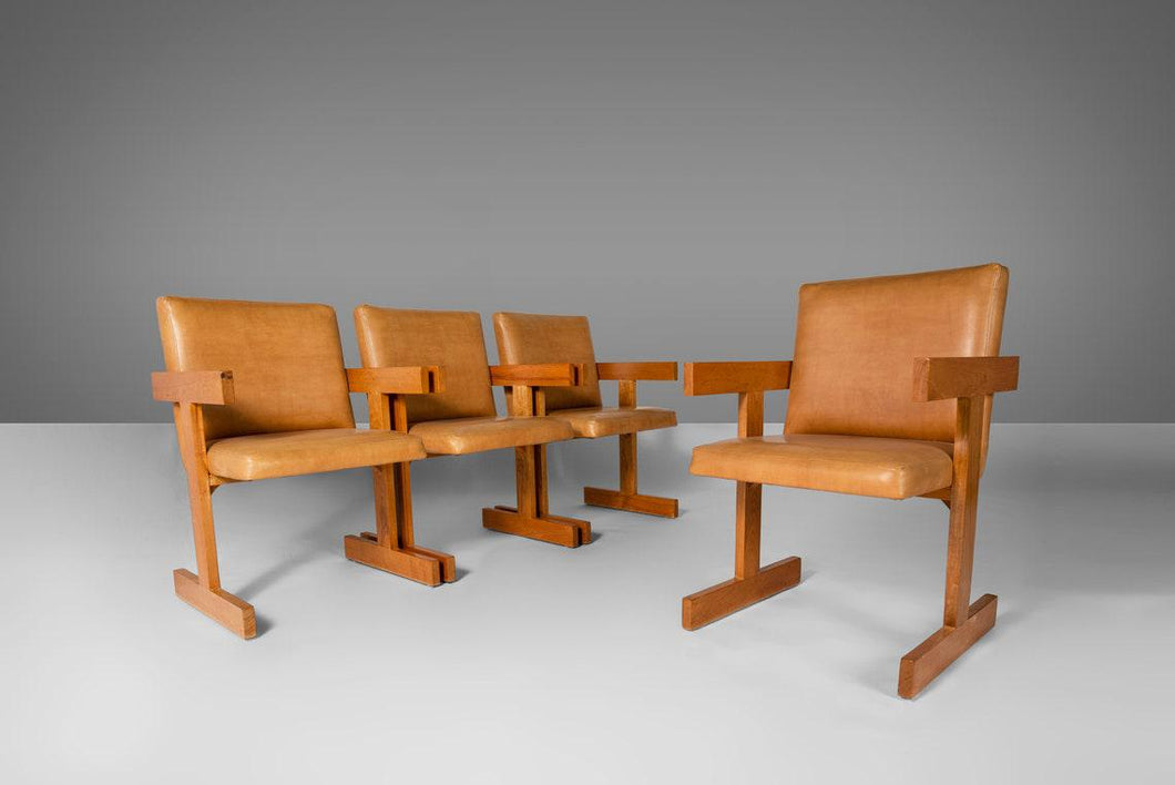 Set of Four (4) Dining Chairs After Jens Risom in Oak, c. 1960s-ABT Modern