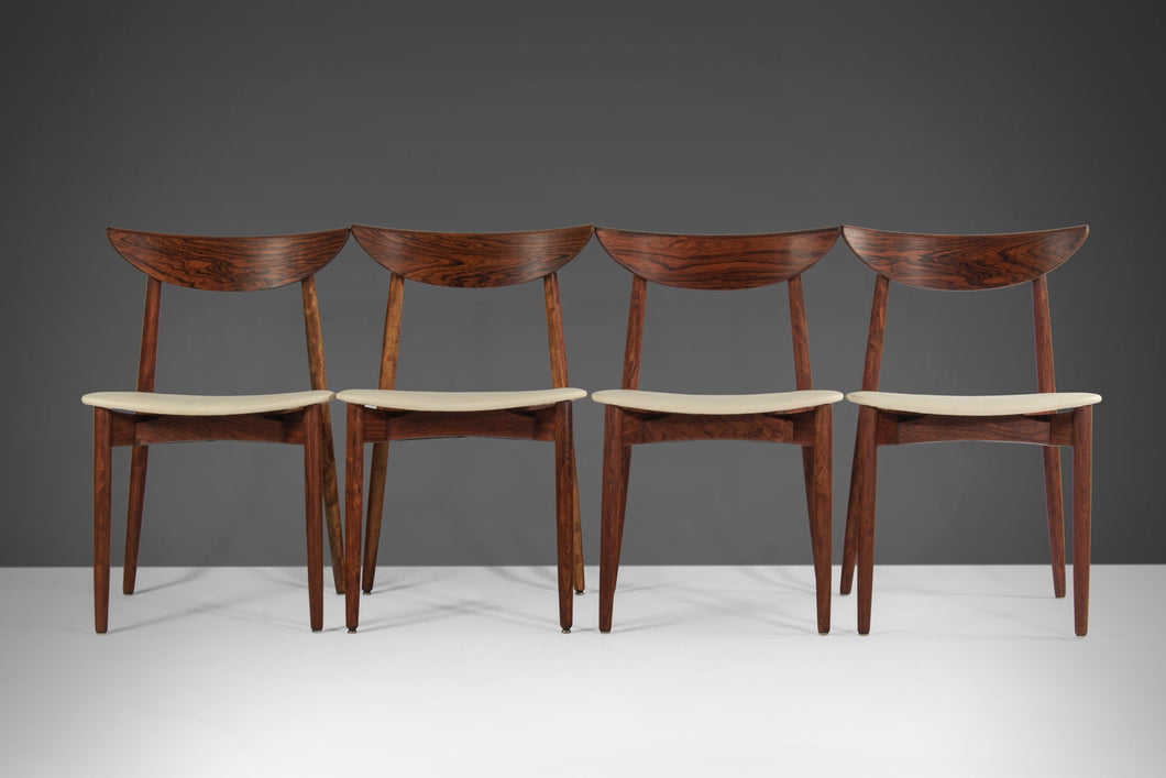 Set of Four (4) Dining Chairs by Harry Ostergaard for Randers Møbelfabrik in Rosewood with New Leather Seats, c. 1960s-ABT Modern