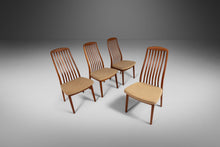 Load image into Gallery viewer, Set of Four (4) Ergonomic Contoured Dining Chairs by Shou Andersen in Teak Wood and Original Oatmeal Fabric, Denmark, c. 1970s-ABT Modern
