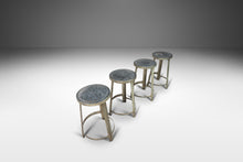 Load image into Gallery viewer, Set of Four (4) French Hammered Solid Aluminum Industrial Counter Height Bar Stools, France, c. 1950&#39;s-ABT Modern
