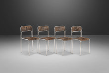 Load image into Gallery viewer, Set of Four (4) Italian Mid Century Modern Stacking Chrome Chairs w/ Hair On Hide Seats Attributed to Otto Gerdau, Italy, c.1970&#39;s-ABT Modern
