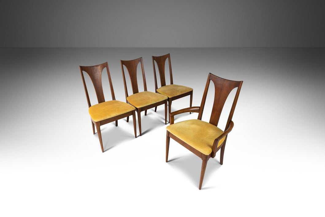Set of Four (4) Mid Century Modern Brasilia Dining Chairs in Walnut by Broyhill, USA, c. 1960s-ABT Modern
