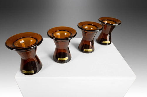 Set of Four (4) Mid Century Modern Glass Candle Holders by Jens Quistgaard for Dansk Designs, Finland, c. 1970's-ABT Modern