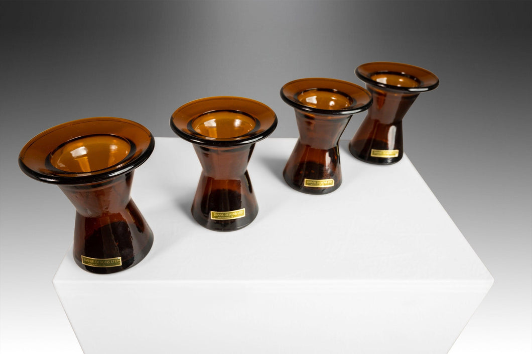 Set of Four (4) Mid Century Modern Glass Candle Holders by Jens Quistgaard for Dansk Designs, Finland, c. 1970's-ABT Modern