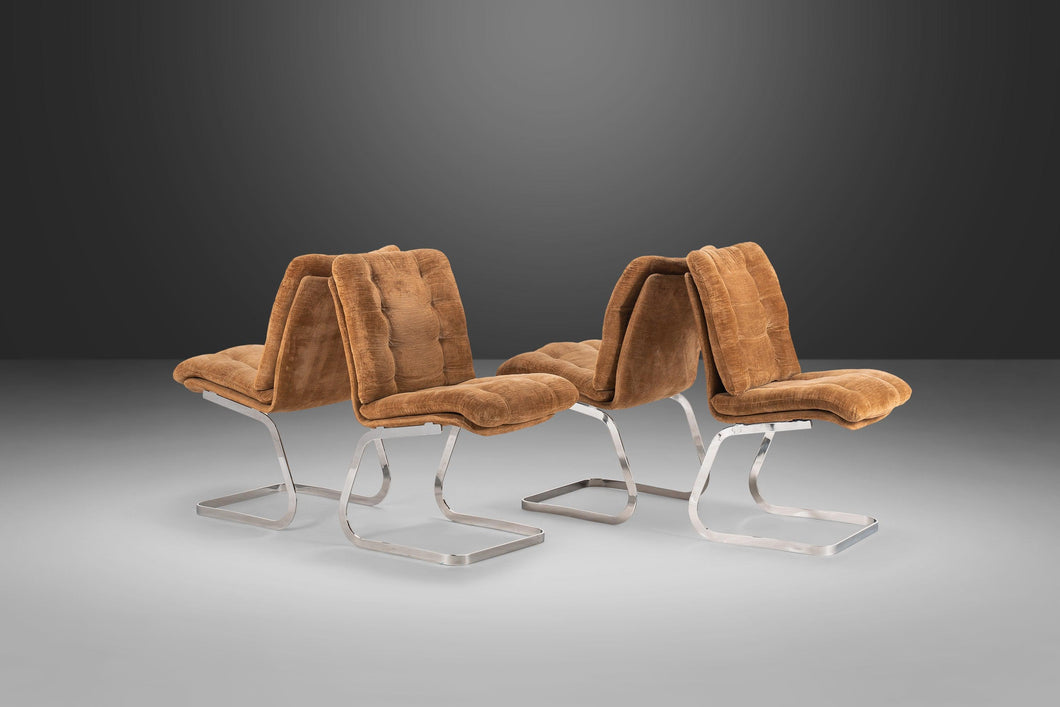 Set of Four (4) Mid Century Modern / Hollywood Regency Cantilever Chairs by Roche Bobois, France, c. 1970's-ABT Modern