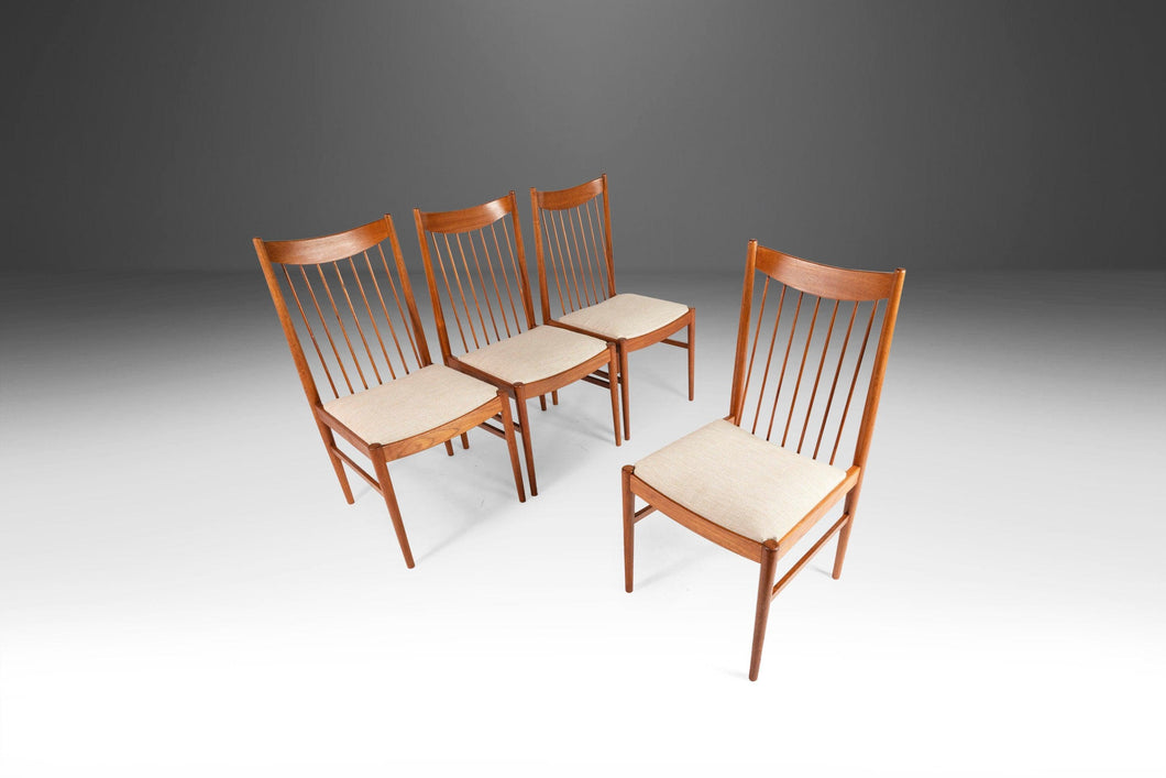 Set of Four (4) Model 422 Spindle-Back Dining Chairs in Teak by Arne Vodder for Sibast, Denmark, c. 1970s-ABT Modern