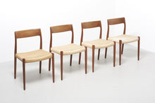 Load image into Gallery viewer, Set of Four (4) Model 77 Dining Chairs by Niels Moller for J.L. Mollers Mobelfabrik in Teakwood and Paper Cord, c. 1950-ABT Modern
