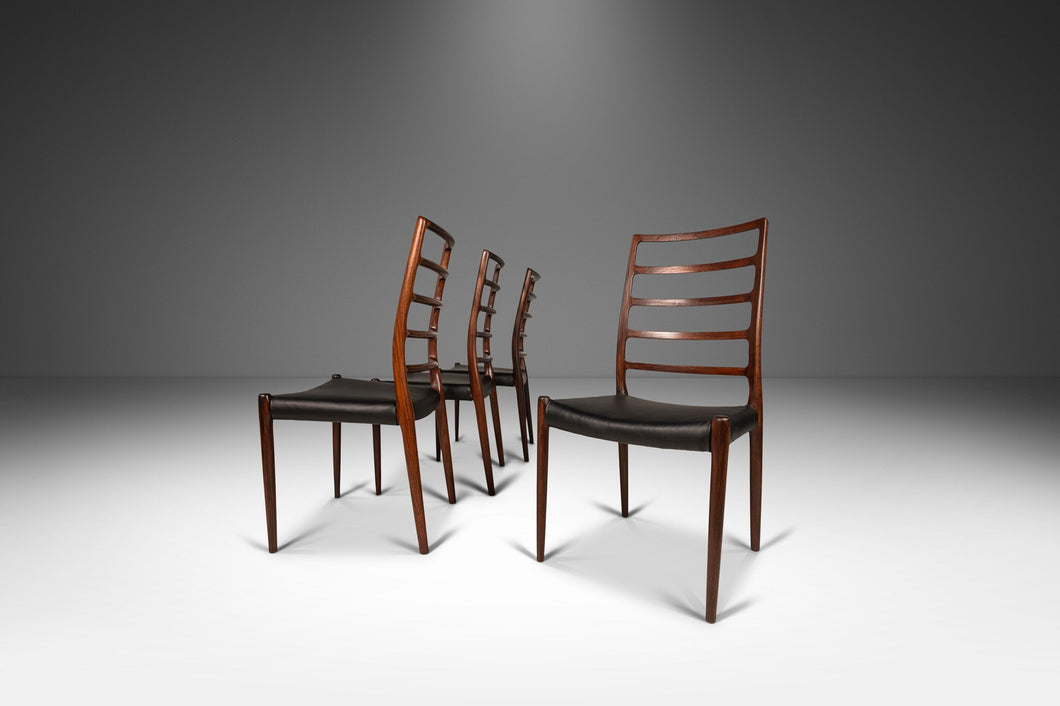 Set of Four (4) Niels Møller Model No. 82 Side Chairs in Rosewood & Leather for J.L. Møllers Møbelfabrik, Denmark, c. 1960's-ABT Modern