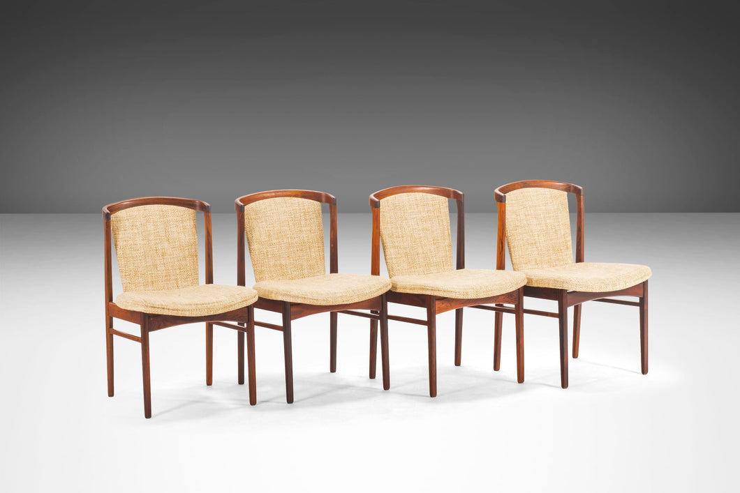Set of Four (4) Rare Dining Chairs by Erik Buch for Orum Mobler in Rosewood & Original Tweed, Denmark, c. 1960's-ABT Modern