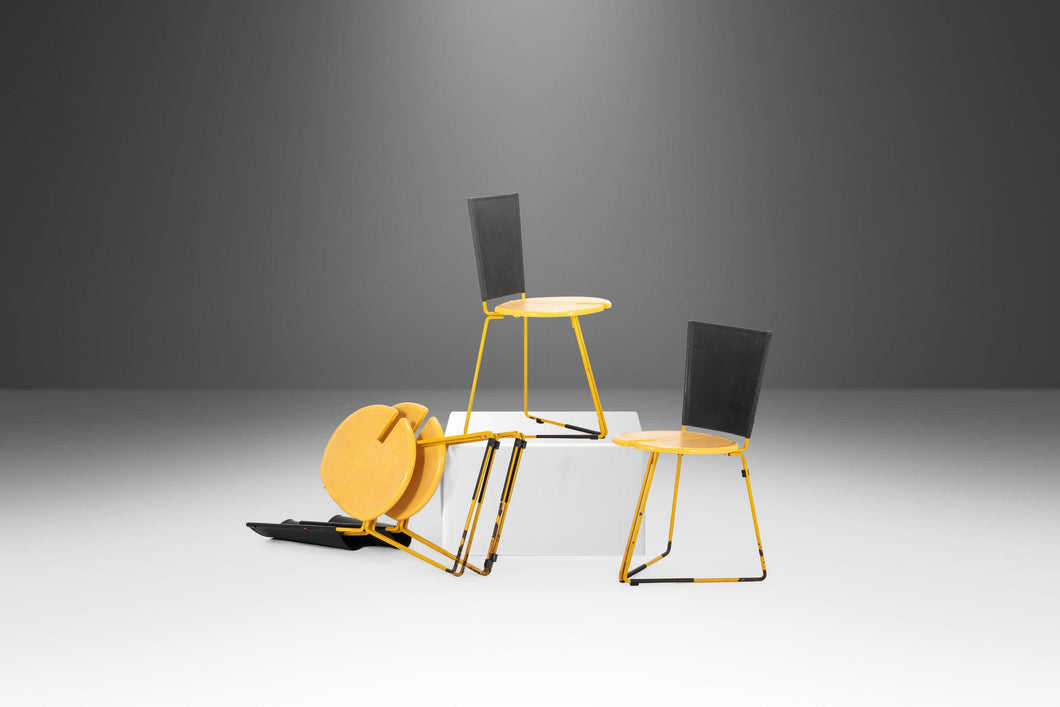Set of Four (4) Seccose Chairs in Patina Yellow & Black Designed by Gaspare Cairoli, Italy, c. 1980's-ABT Modern