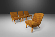 Load image into Gallery viewer, Set of Four (4) Slipper Chairs in Original Yellow Plaid Wool Fabric by Thonet, c. 1940s-ABT Modern

