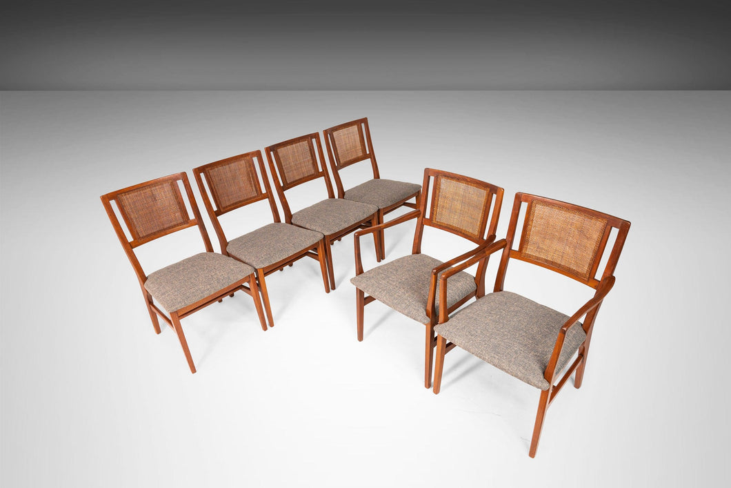 Set of Six (6) Stately Dining Chairs with Cane Back Detailing, c. 1960s-ABT Modern