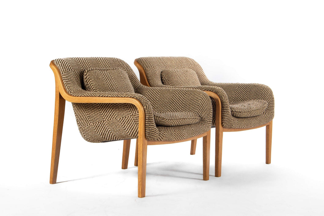 Set of Two (2 ) Bentwood Lounge Chairs by Bill Stephens for Knoll in Original Fabric-ABT Modern