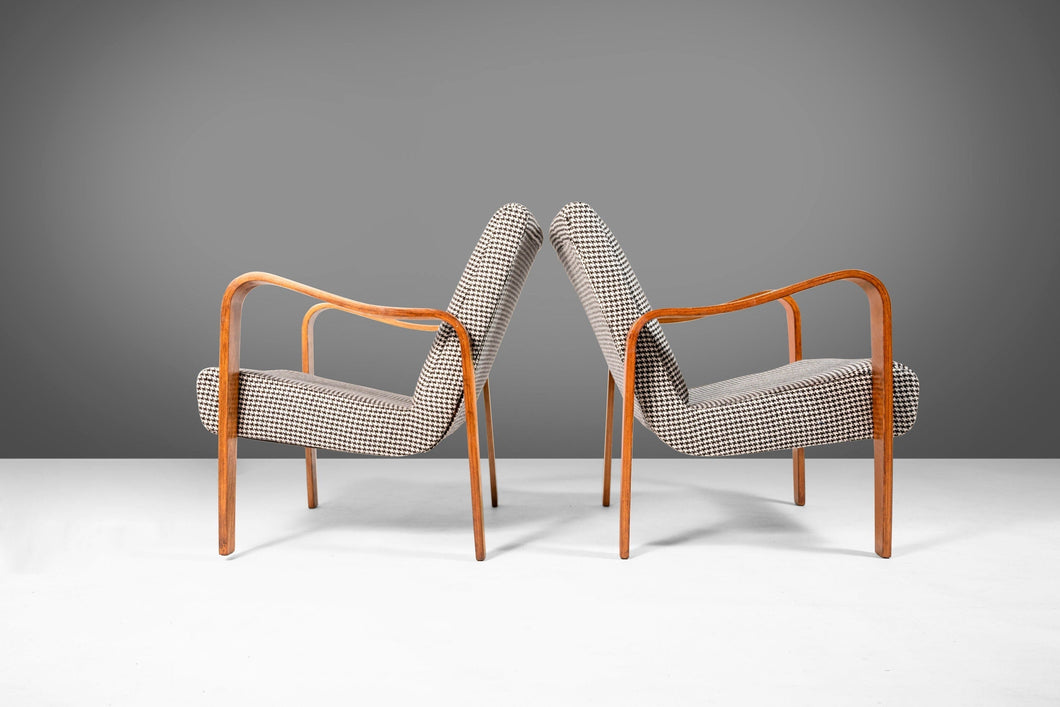 Set of Two (2) Bentwood Lounge Chairs by Thonet Newly Upholstered, c. 1940-ABT Modern