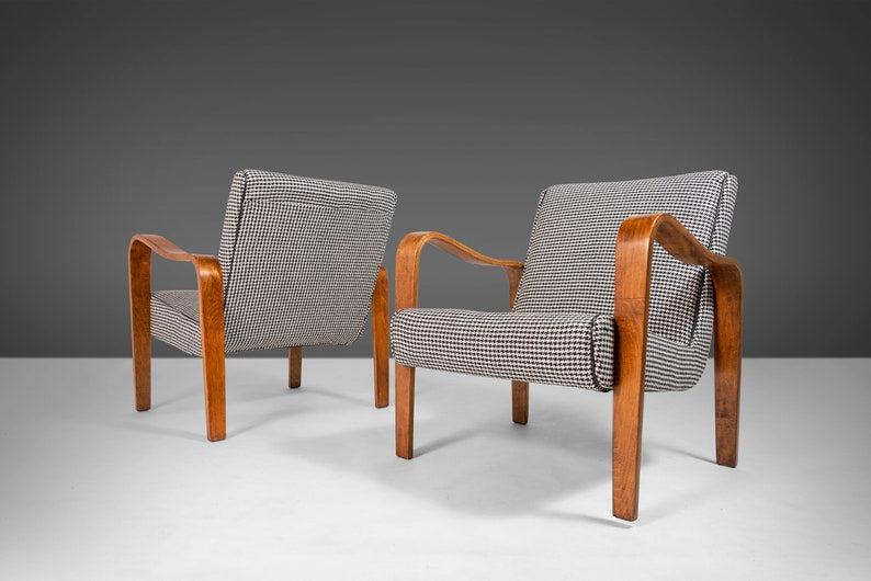 Set of Two (2) Bentwood Lounge Chairs by Thonet Newly Upholstered, c. 1940-ABT Modern