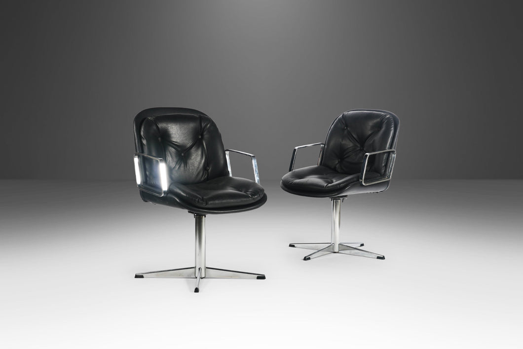 Set of Two (2) Black & Chrome High Stance Office Chairs, USA, c. 1960's-ABT Modern