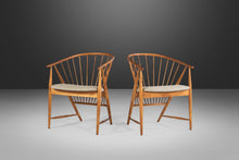 Load image into Gallery viewer, Set of Two (2) Blonde Spindle Sun Feather Armchairs by Sonna Rosen, Sweden, c. 1950&#39;s-ABT Modern
