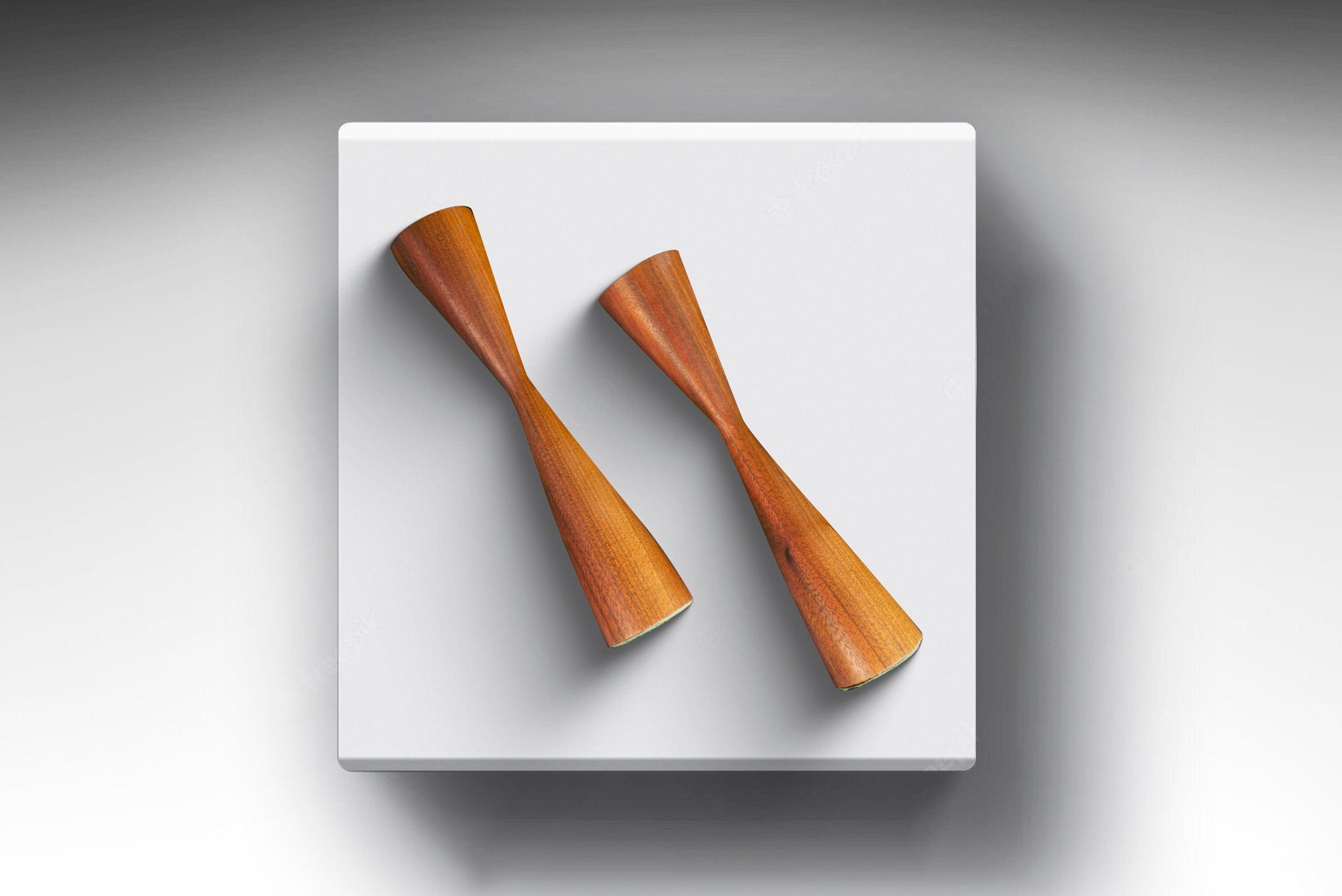 Set of Two (2) Danish Mid Century Modern Candlestick Holders in Walnut