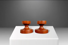 Load image into Gallery viewer, Set of Two (2) Danish Mid Century Modern Candlestick Holders in Walnut by Rude Osolnik Signed, Denmark, c. 1960s-ABT Modern
