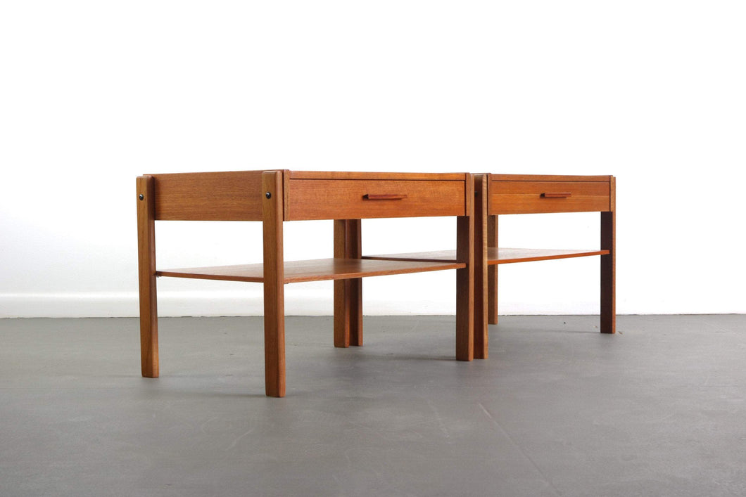 Set of Two ( 2 ) Danish Mid Century Modern End / Side Tables in Teak-ABT Modern