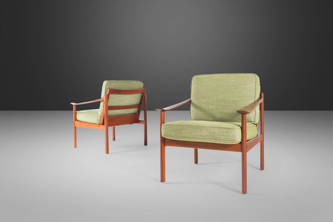 Set of Two (2) Danish Mid Century Modern Lounge Chairs in Teak by Peter Hvidt for Soborg Møbler, Denmark, c. 1960's-ABT Modern
