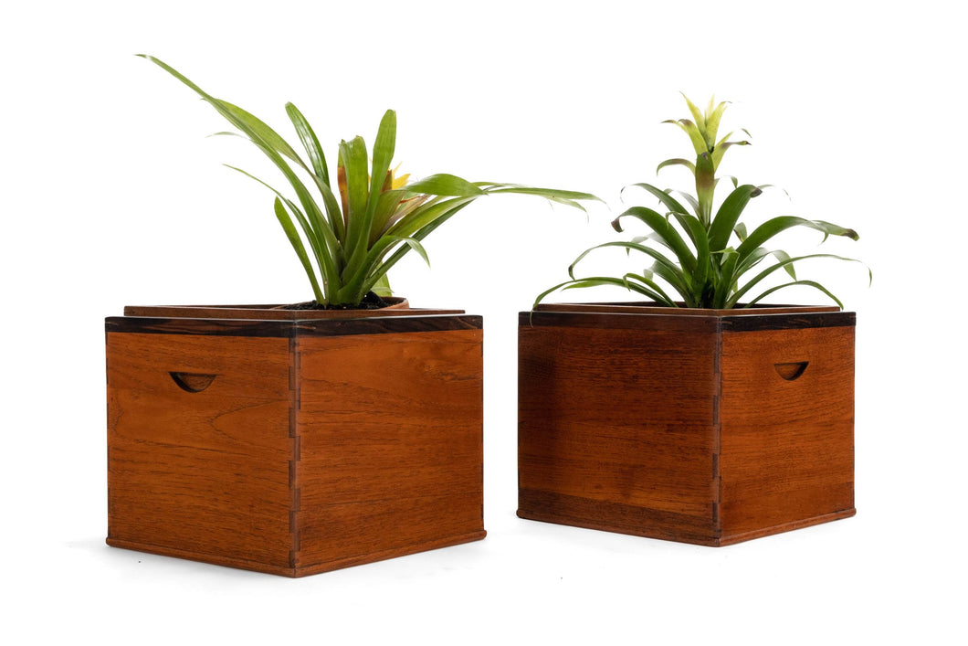 Set of Two (2) Danish Modern Planters / Storage Bins in Teak & Rosewood, Denmark, c. 1960's-ABT Modern
