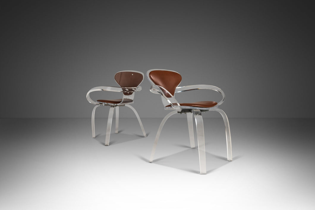 Set of Two (2) Designer Lucite Decorative Pretzel Armchairs After Norman Cherner, USA, c. 1980s-ABT Modern
