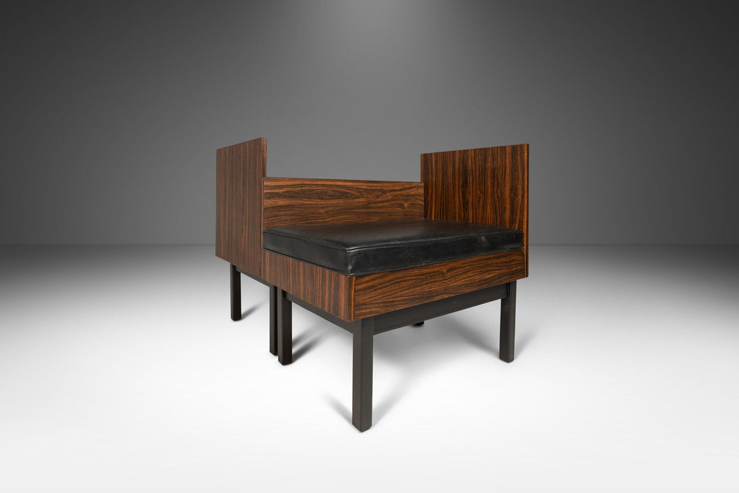 Set of Two (2) Early Mid Century Modern Modular Benches / Kissing Benches in Rosewood Laminate, USA, c. 1950s-ABT Modern