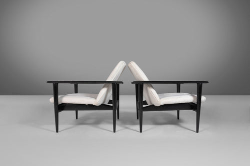 Set of Two (2) Ebonized Danish Modern Lounge Chairs Attributed to Hans Wegner - Newly Upholstered-ABT Modern