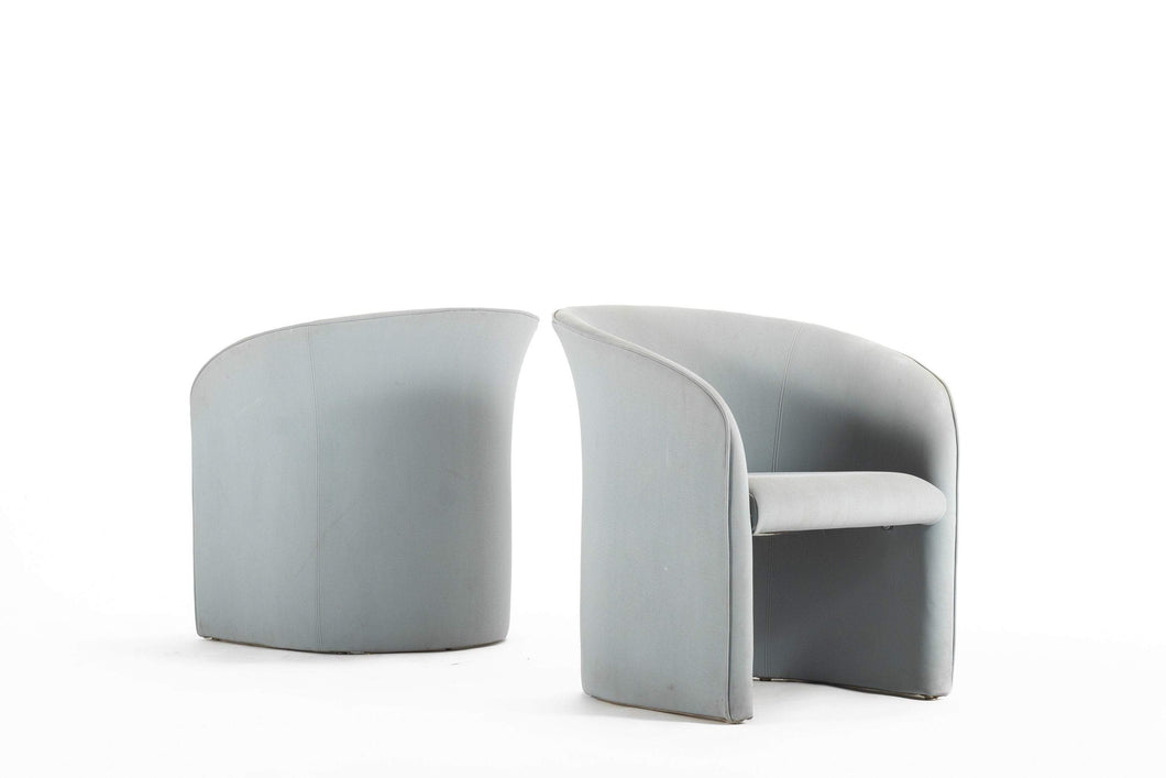 Set of Two (2) Grey Barrel Chairs in the Manner of Milo Baughman, USA, c. 1980's-ABT Modern