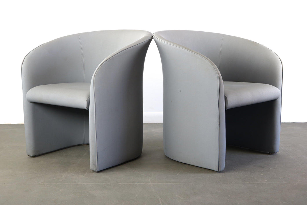 Set of Two (2) Grey Barrel Chairs in the Manner of Milo Baughman-ABT Modern