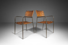 Load image into Gallery viewer, Set of Two (2) Italian Patinaed Metal and Leather Strap Armchairs, c. 1970s-ABT Modern
