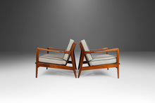 Load image into Gallery viewer, Set of Two (2) Lounge Chairs After Ib Kofod-Larsen on a Walnut Frame with New Tweed Upholstery, c. 1950s-ABT Modern
