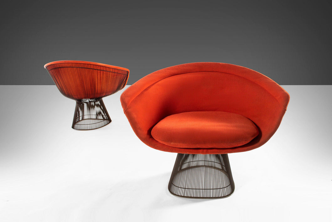 Set of Two (2) Lounge Chairs by Warren Platner for Knoll in Original Red Knoll Fabric, c. 1966-ABT Modern