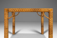 Load image into Gallery viewer, Set of Two (2) Mid Century Modern End Tables in Wicker w/ Glass Tops Attributed to Bieckley Brothers Rattan, USA, c. 1970s-ABT Modern
