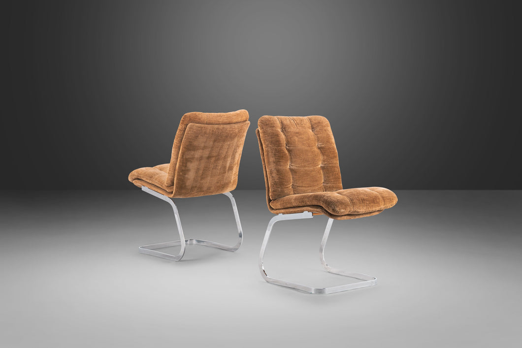 Set of Two (2) Mid Century Modern / Hollywood Regency Cantilever Chairs by Roche Bobois, France, c. 1970's-ABT Modern