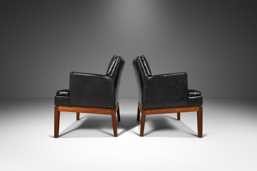 Set of Two (2) Mid Century Modern Lounge Chairs by Marble Imperial in Leatherette & Walnut, USA, c. 1960's-ABT Modern