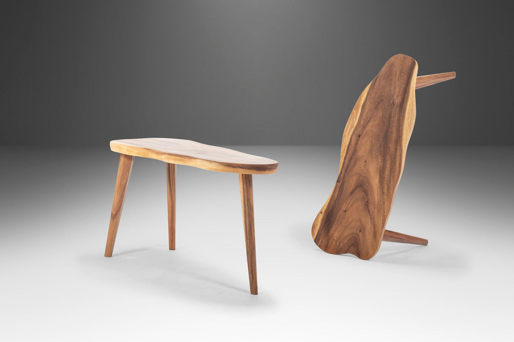 Set of Two ( 2 ) Mid Century Modern Monkey Pod Wood Slab Coffee / End Tables, USA, c. 1960's-ABT Modern