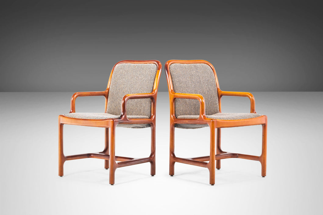 Set of Two (2) Mid Century Modern Pretzel Chairs in Oak and Original Tweed, USA, c. 1960's-ABT Modern