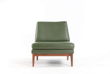 Load image into Gallery viewer, Set of Two (2) Mid Century Modern Slipper Chairs in Green Vinyl and Walnut-ABT Modern
