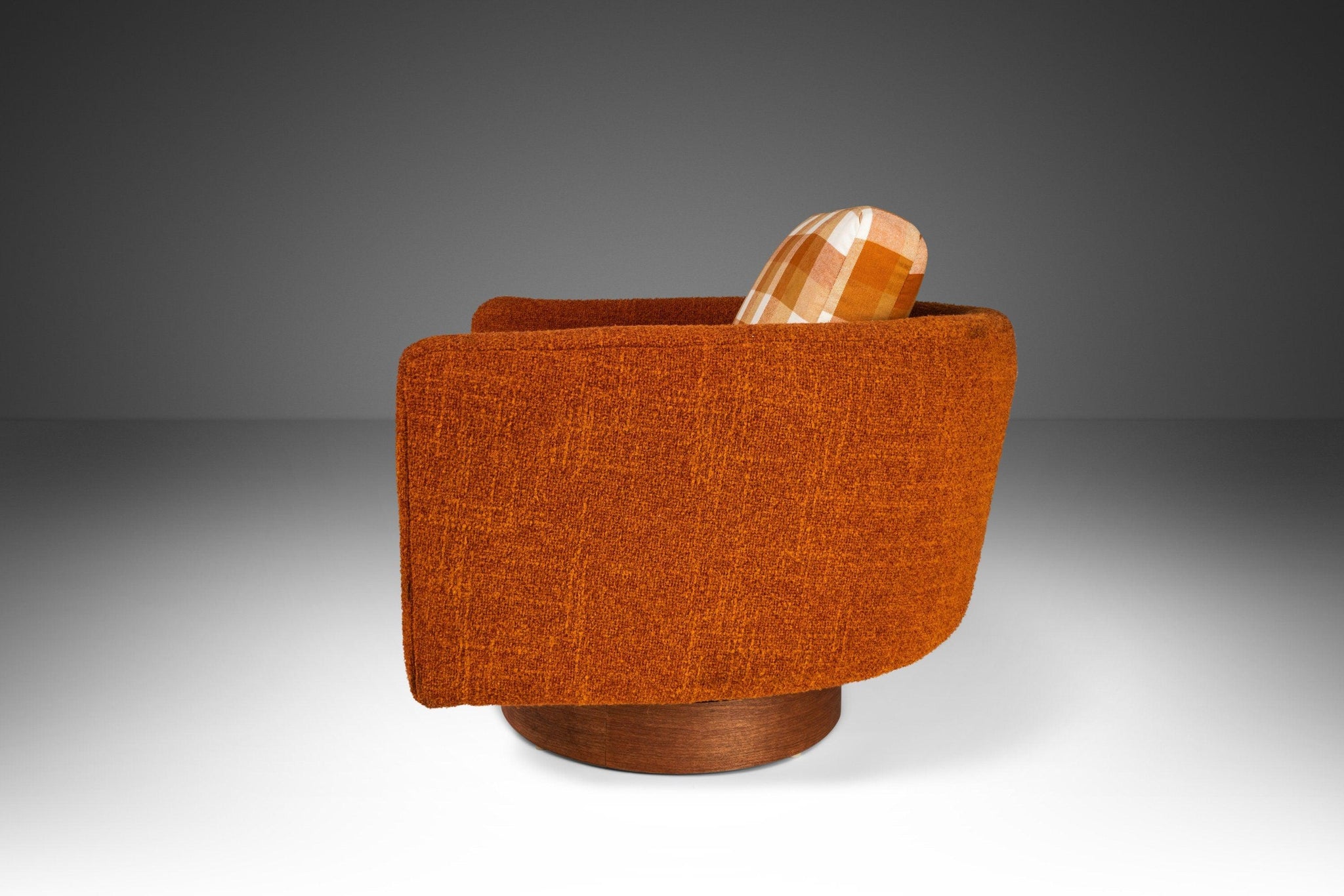 Load image into Gallery viewer, Set of Two (2) Mid Century Modern Swiveling Tub Barrell Chairs in Original Tweed Attributed to Milo Baughman, USA, c. 1970's-ABT Modern