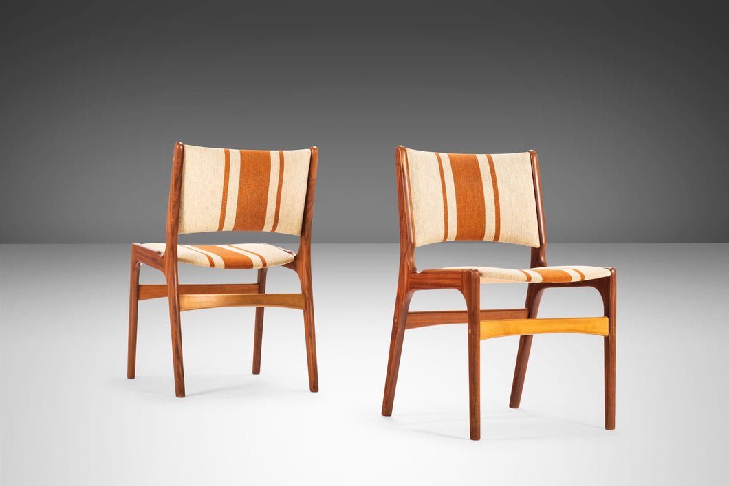 Set of Two (2) Model 89 Teak Side Chairs in Original Fabric by Erik Buch for Povl Dinesen, Denmark, c. 1960's-ABT Modern