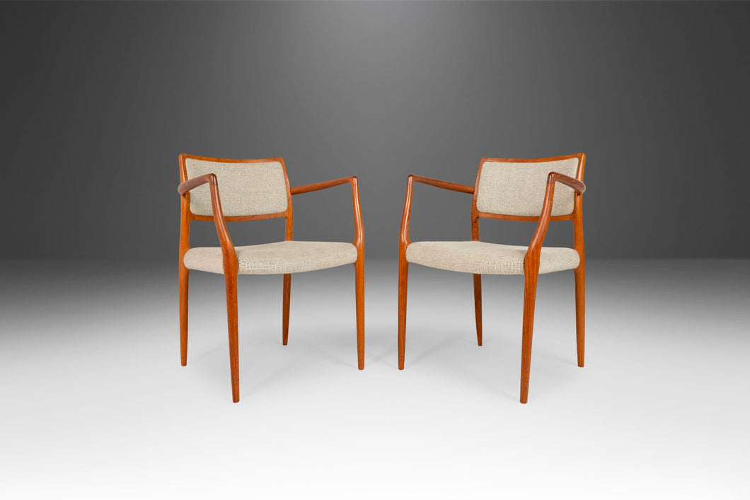 Set of Two (2) Moller Model 65 Arm Chairs by Niels Otto Møller for J.L. Møller Mobelfabrik, Denmark, c. 1960's-ABT Modern