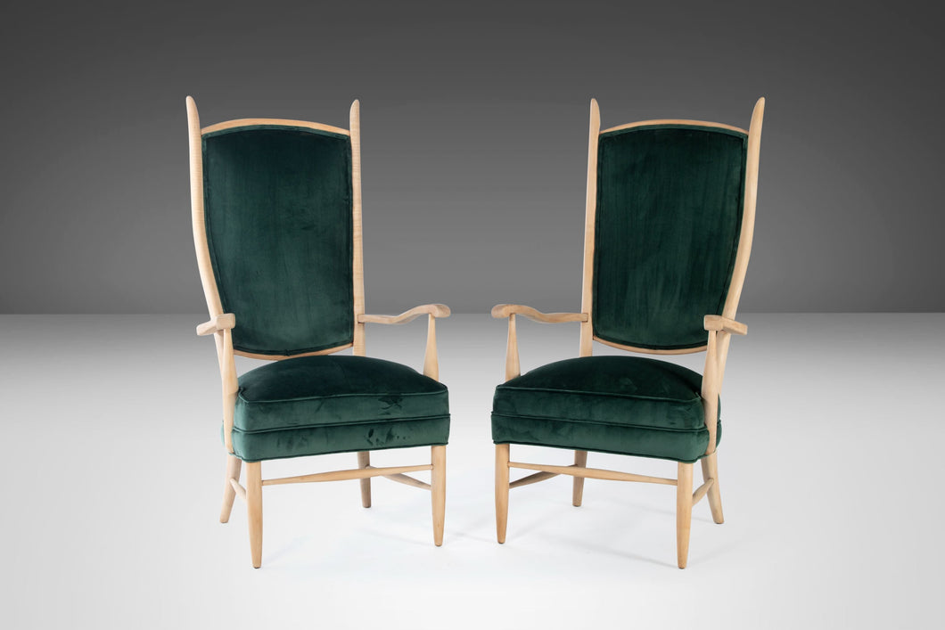 Set of Two (2) Restored Maxwell Royal American High Back Upholstered Chairs, USA, c. 1950's-ABT Modern