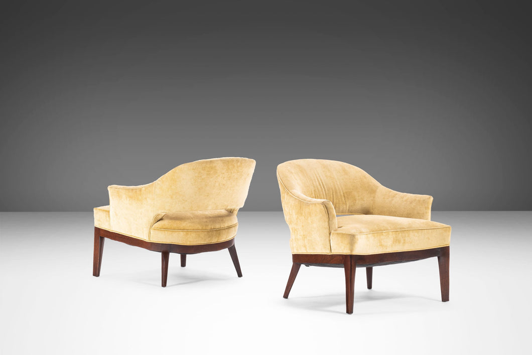 Set of Two (2) Saber-Leg Lounge Chairs in Walnut & Original Fabric Attributed to Harvey Probber, USA, c. 1960's-ABT Modern